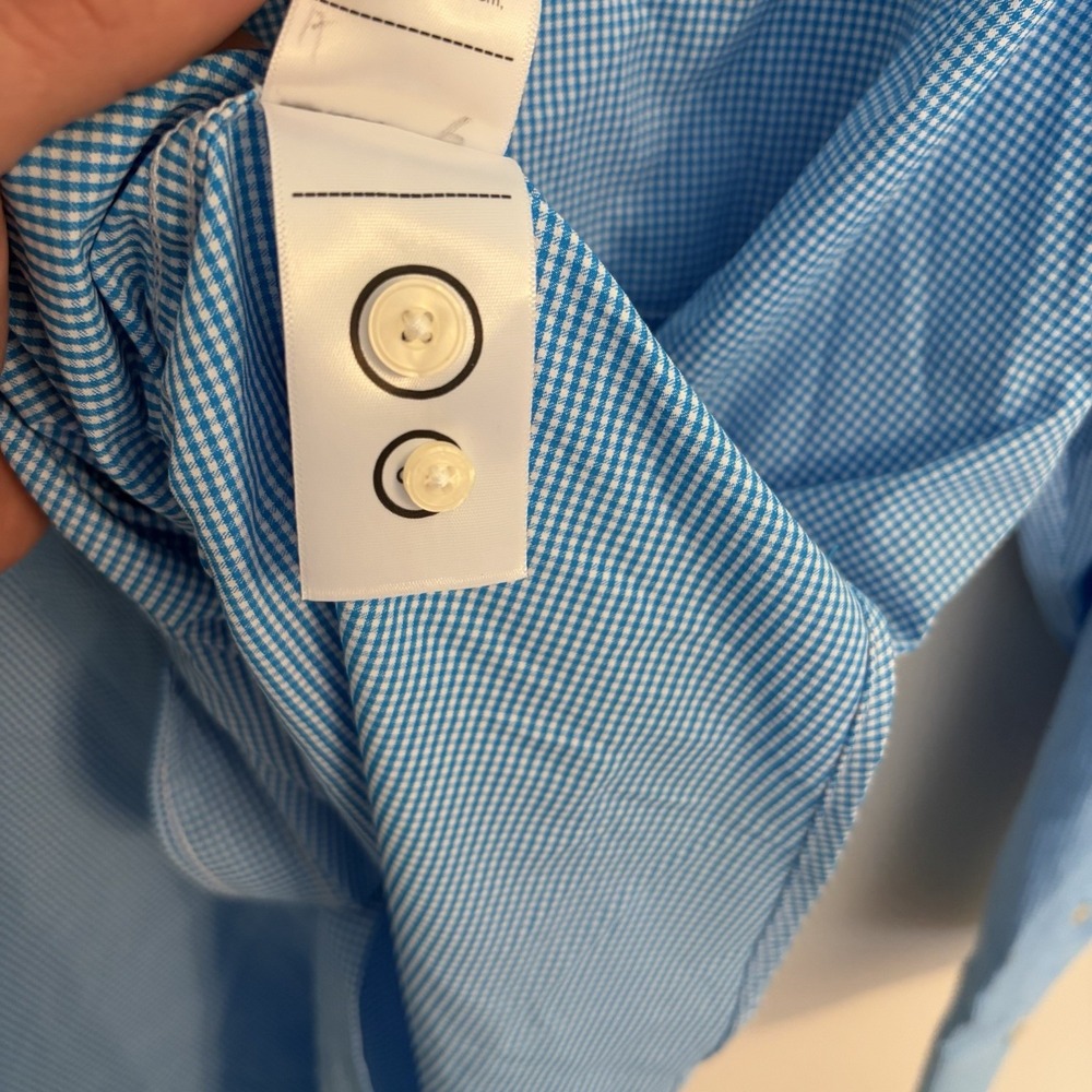 UNTUCKit Mens XL Blue Checkered Performance Long Sleeve Button Down Shirt - Picture 8 of 10